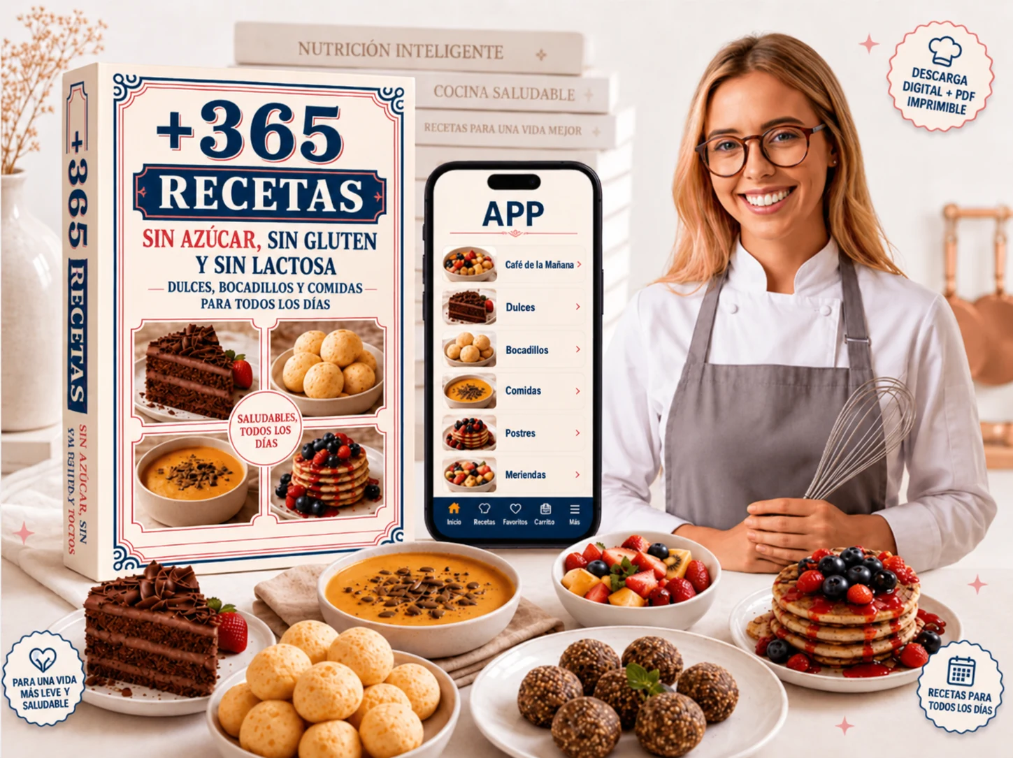 365 Recetas Sin Azúcar, Sin Gluten y Sin Lactosa